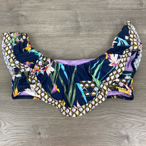 Trina Turk Blue Tropical Fiji Floral Ruffle Top Sz.12 Bottoms Sz.14 NWT - Picture 6 of 16